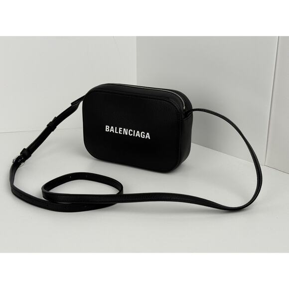 BALENCIAGA Black Calfskin Logo XS Everyday Women's Camera Bag - Picture 1 of 13